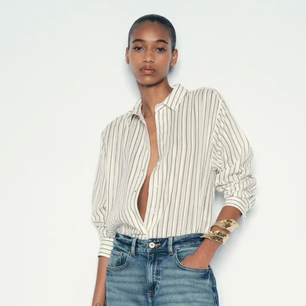 New ZARA Textured Strapped Shirt
